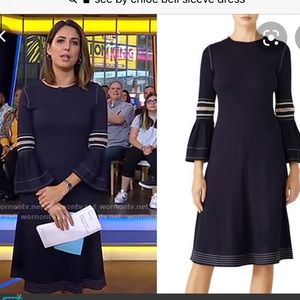 See by Chloe Navy Bell Sleeve Dress sz Small